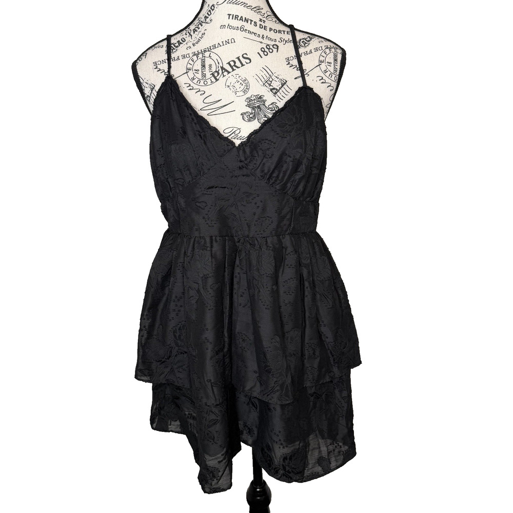 Wild Fable Mini Dress Large Baby Doll Black Open Back Spaghetti Straps New